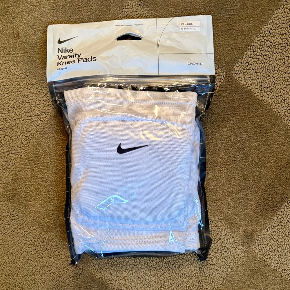 Nike White Knee Pads with Black Logo